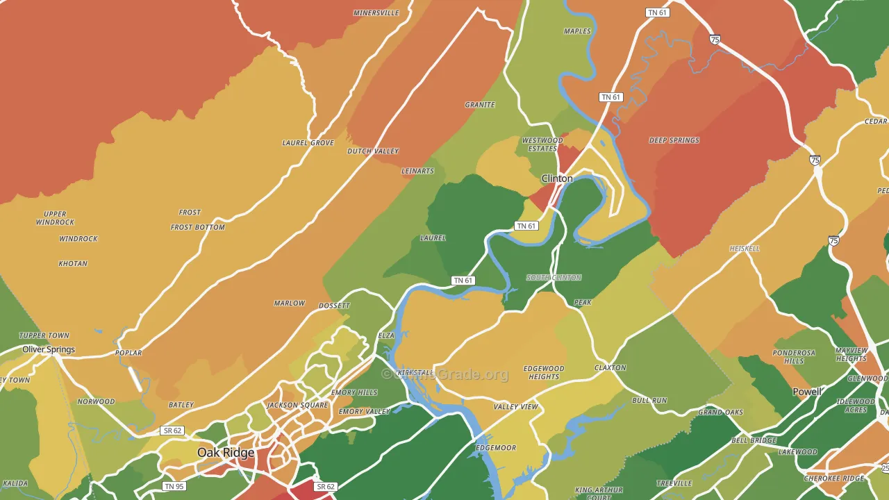 Anderson County, TN Map of Robbery Rates
