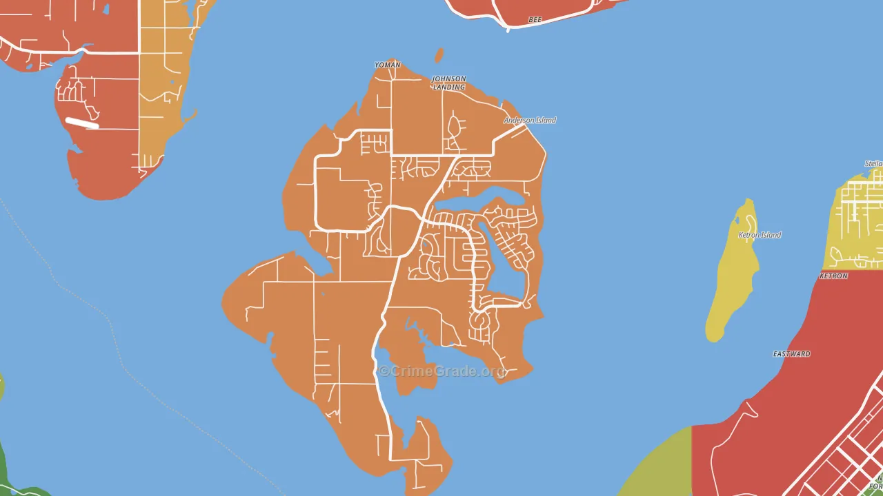 Anderson Island, WA Map of Robbery Rates