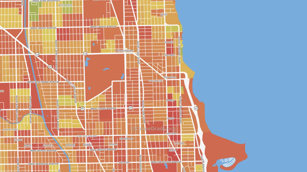 Andersonville, Chicago, IL Map of Robbery Rates