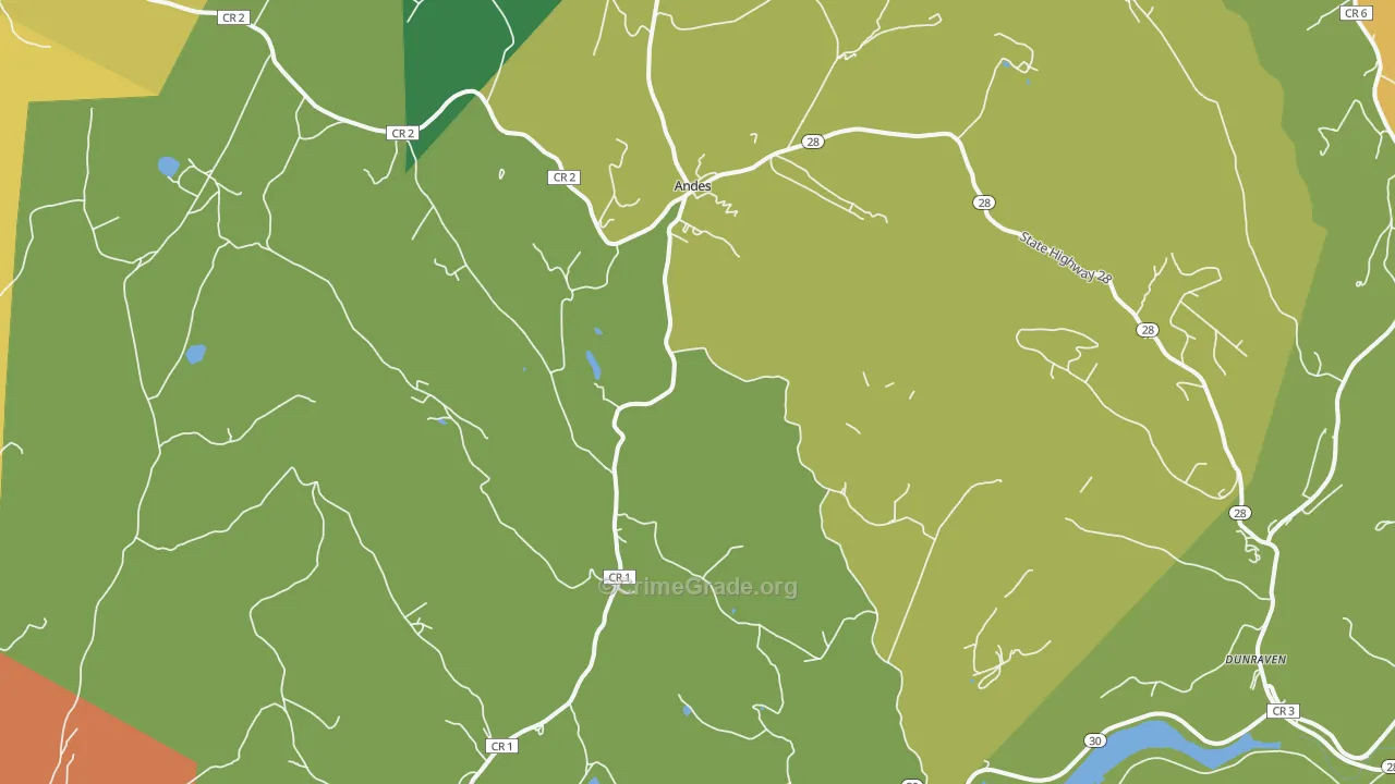 Andes, NY Map of Robbery Rates