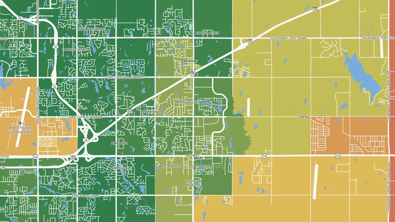 Andover, KS Map of Robbery Rates
