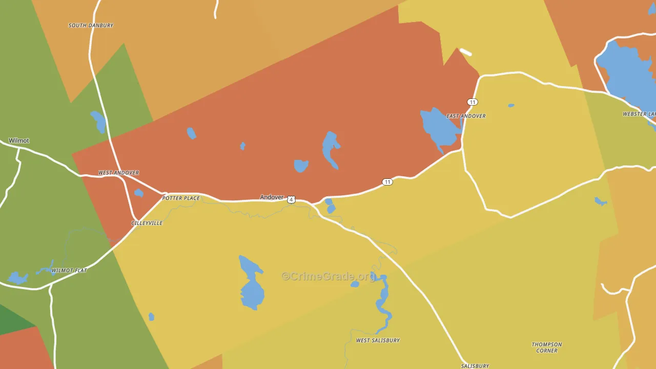 Andover, NH Map of Robbery Rates