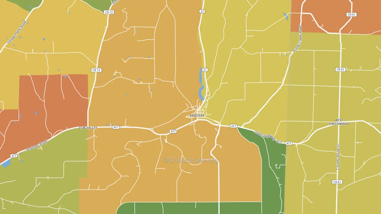 Andover, NY Map of Robbery Rates