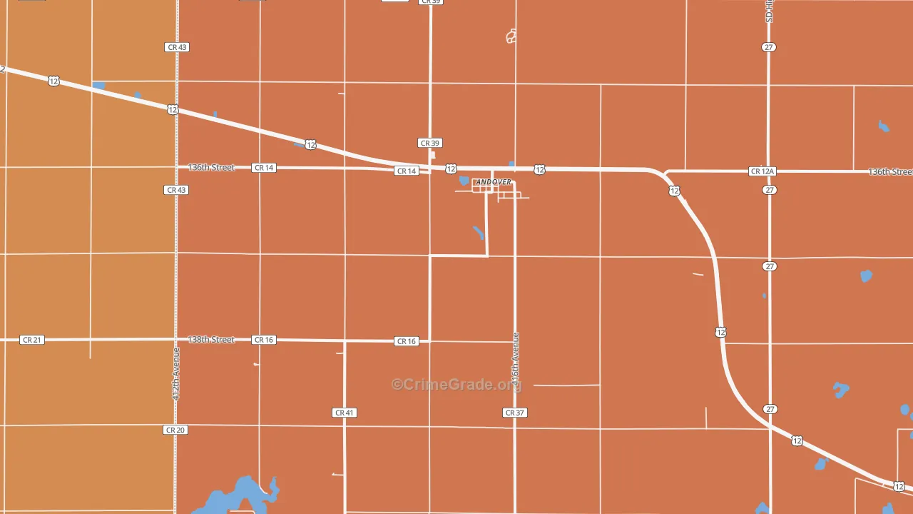 Andover, SD Map of Robbery Rates