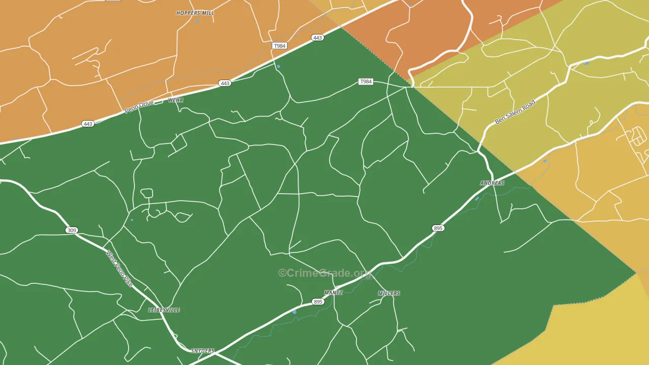 Andreas, PA Map of Robbery Rates