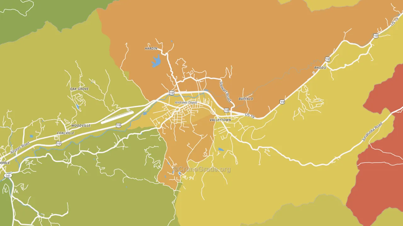 Andrews, NC Map of Robbery Rates
