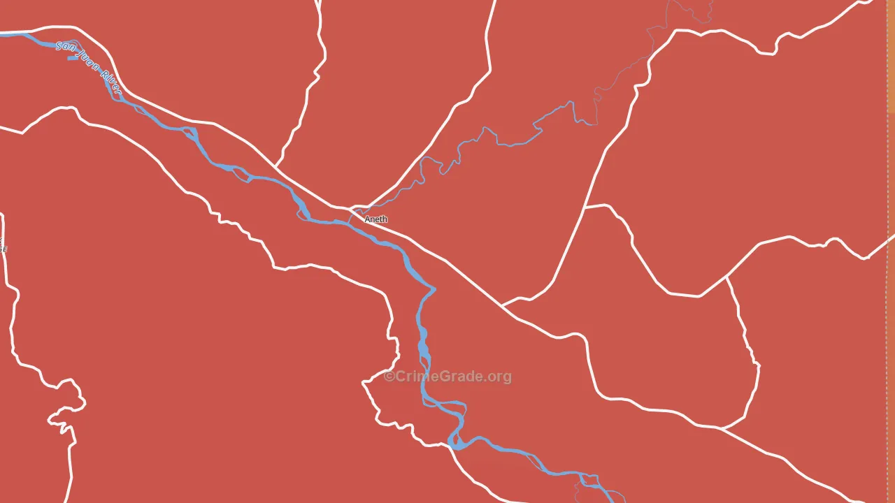 Aneth, UT Map of Robbery Rates