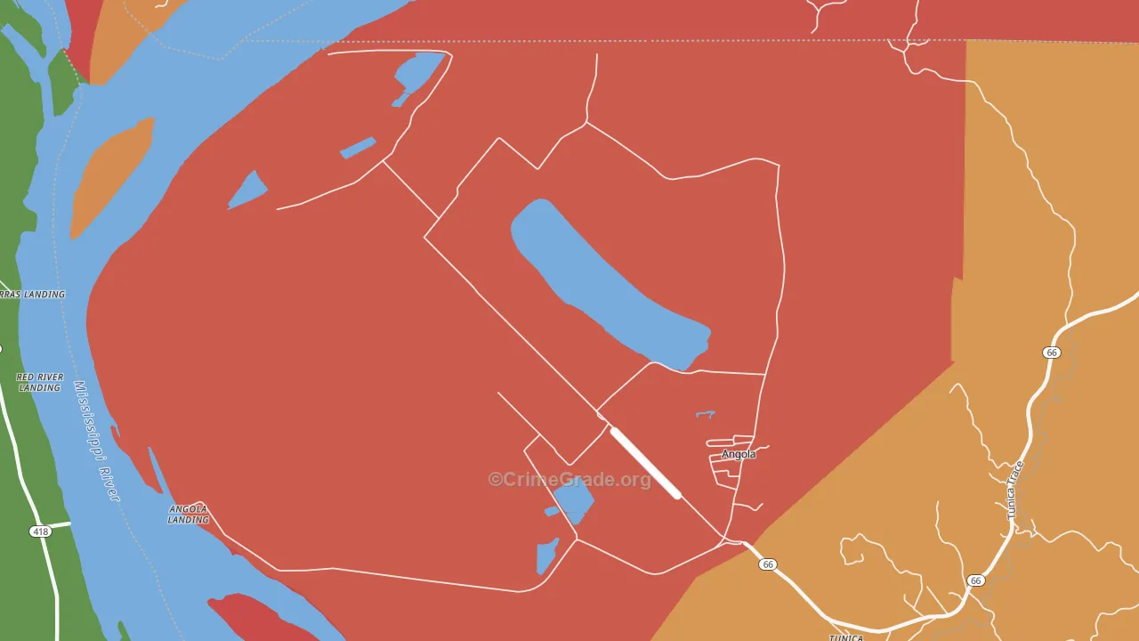 Angola, LA Map of Robbery Rates