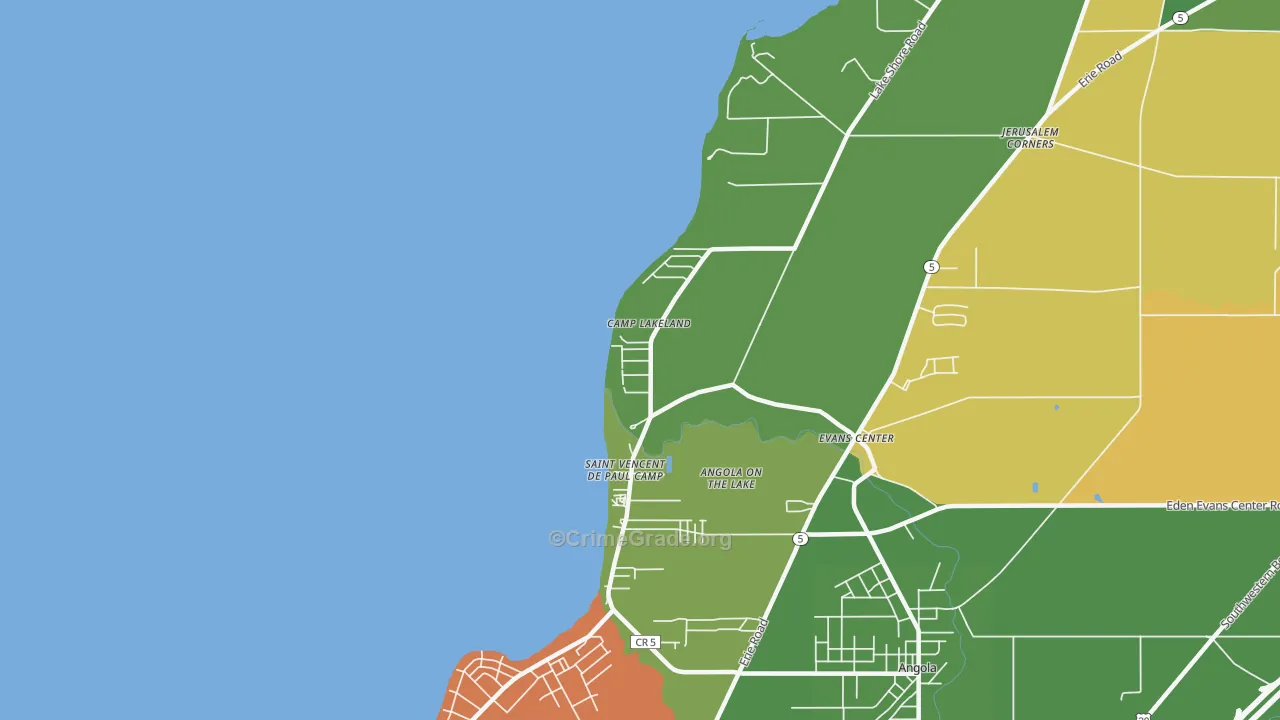 Angola on the Lake, NY Map of Robbery Rates