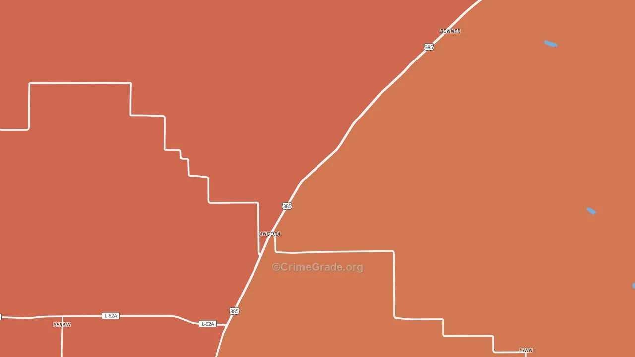 Angora, NE Map of Robbery Rates
