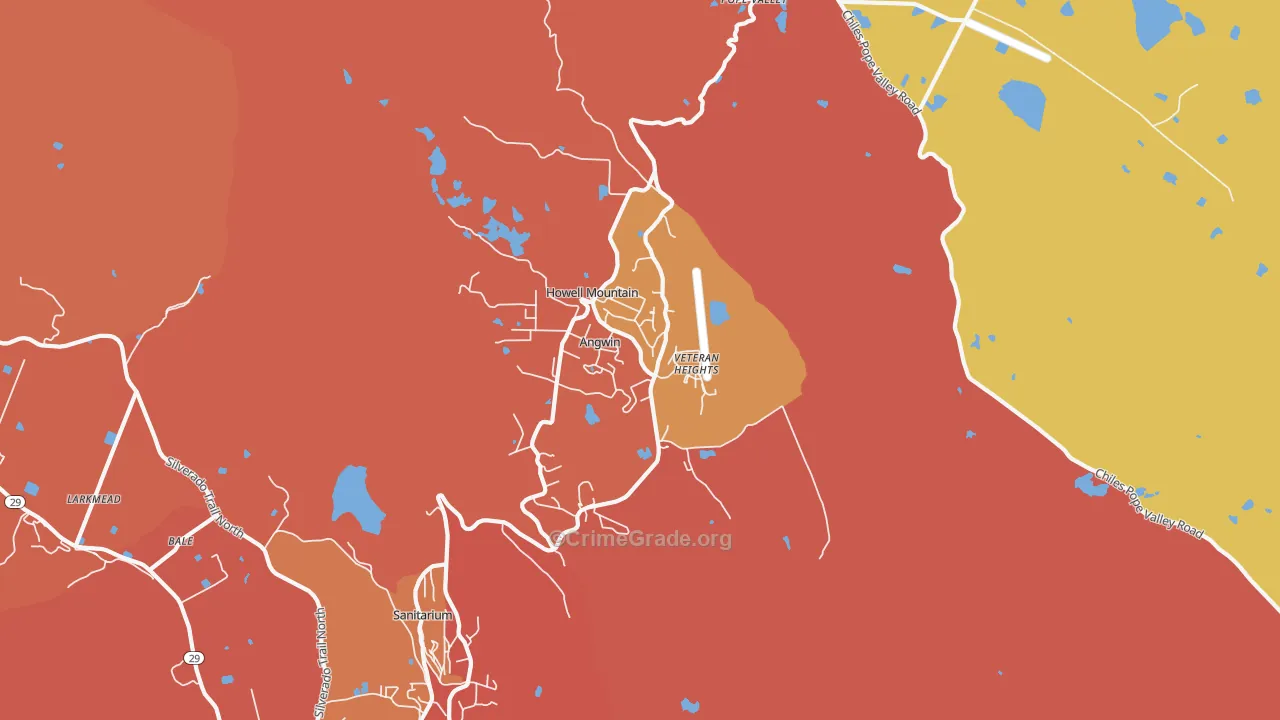 Angwin, CA Map of Robbery Rates