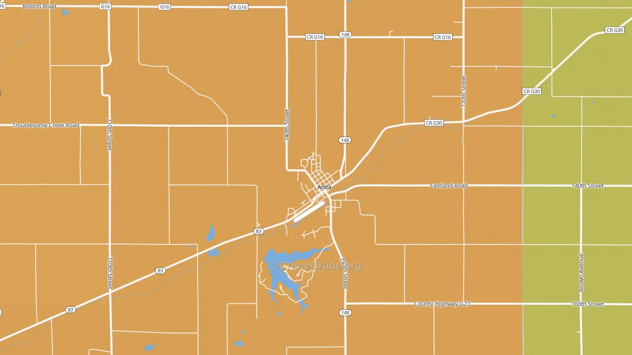 Anita, IA Map of Robbery Rates