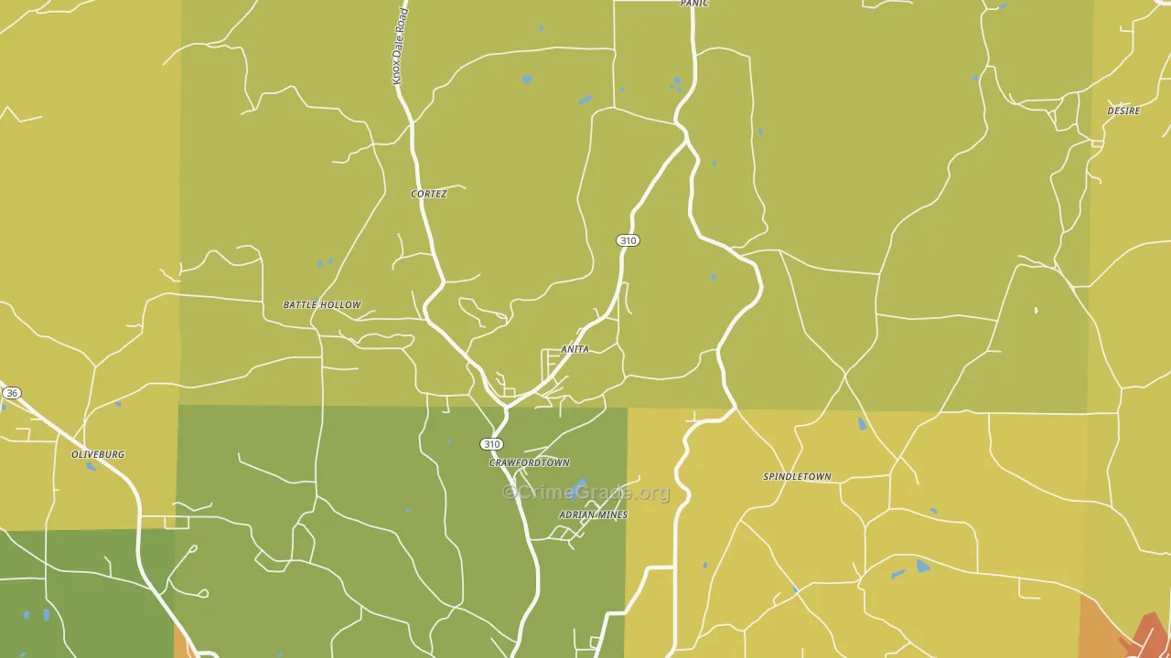Anita, PA Map of Robbery Rates