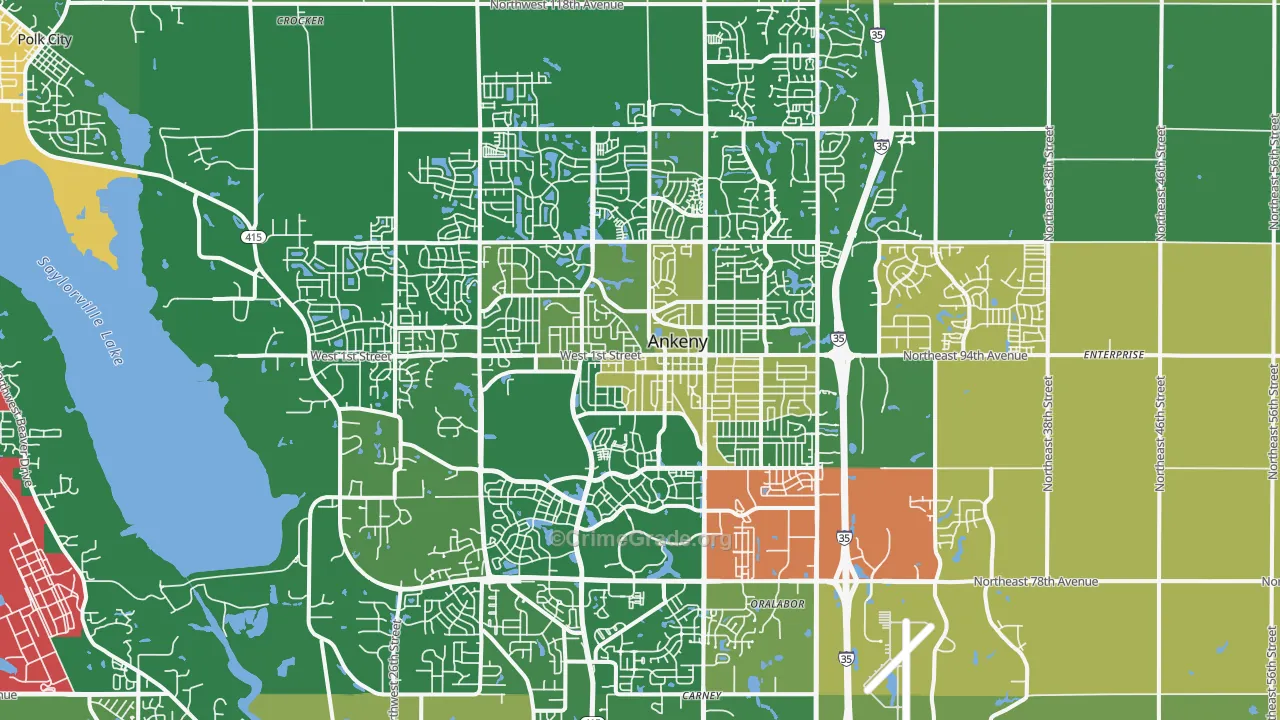 Ankeny, IA Map of Robbery Rates