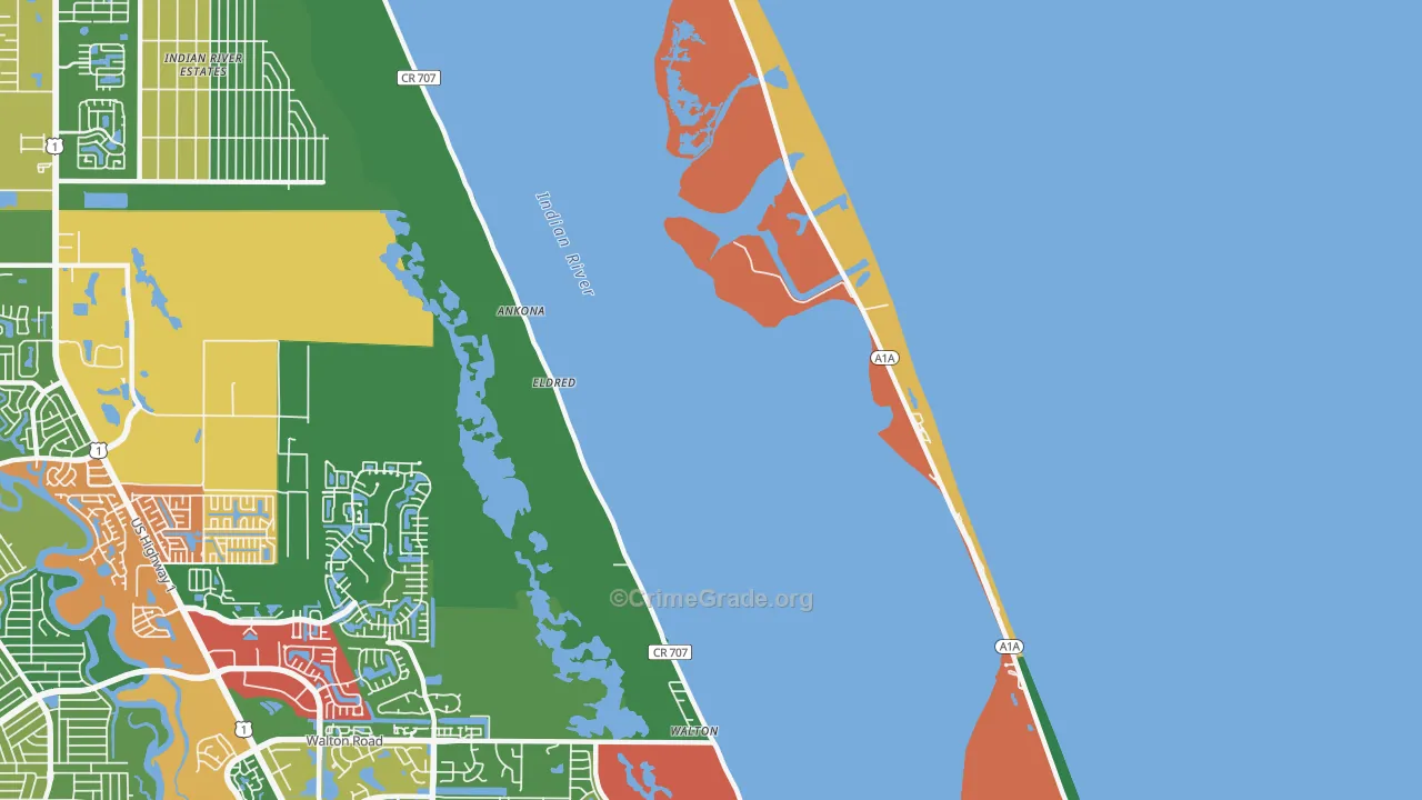 Ankona, FL Map of Robbery Rates