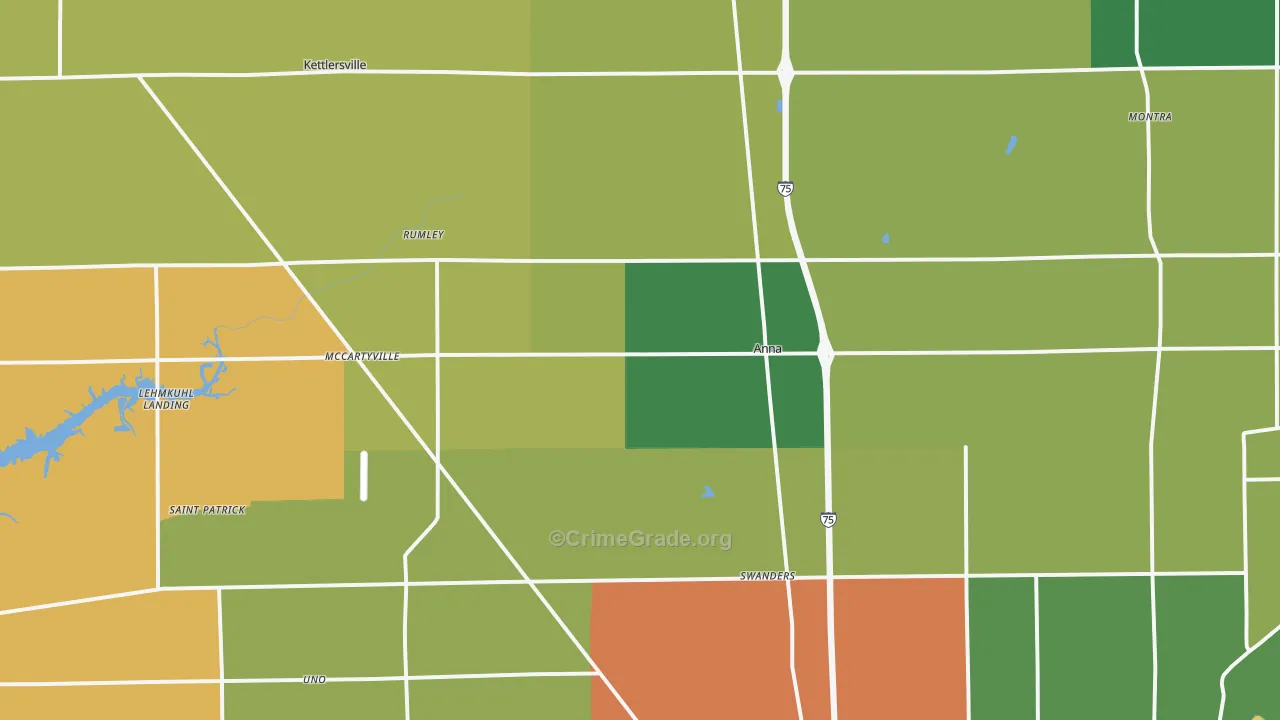 Anna, OH Map of Robbery Rates