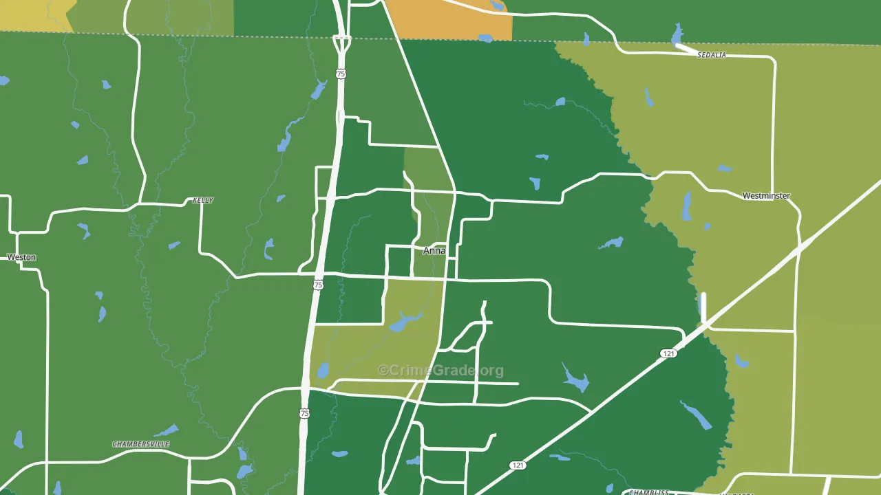 Anna, TX Map of Robbery Rates