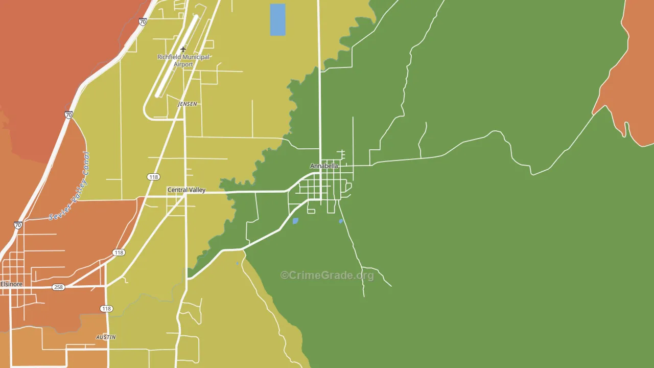 Annabella, UT Map of Robbery Rates