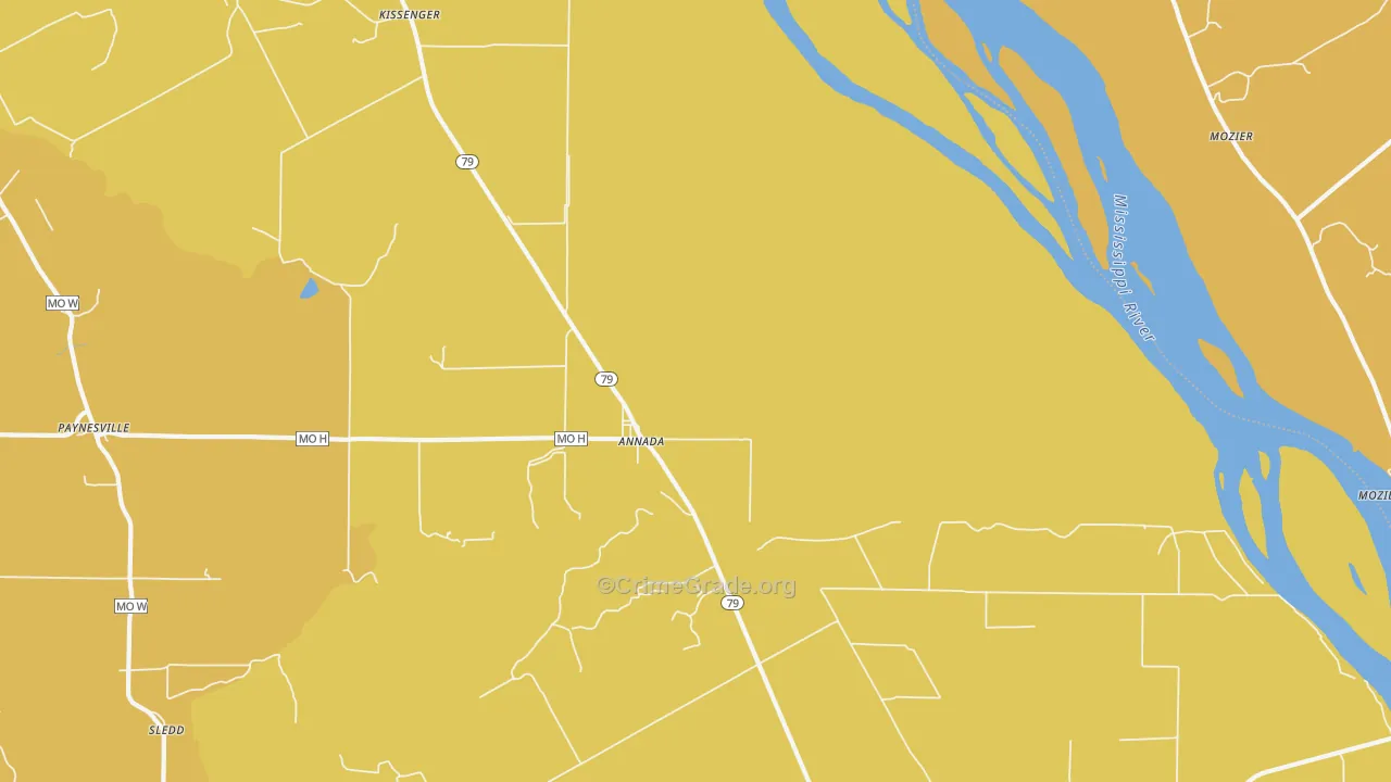 Annada, MO Map of Robbery Rates