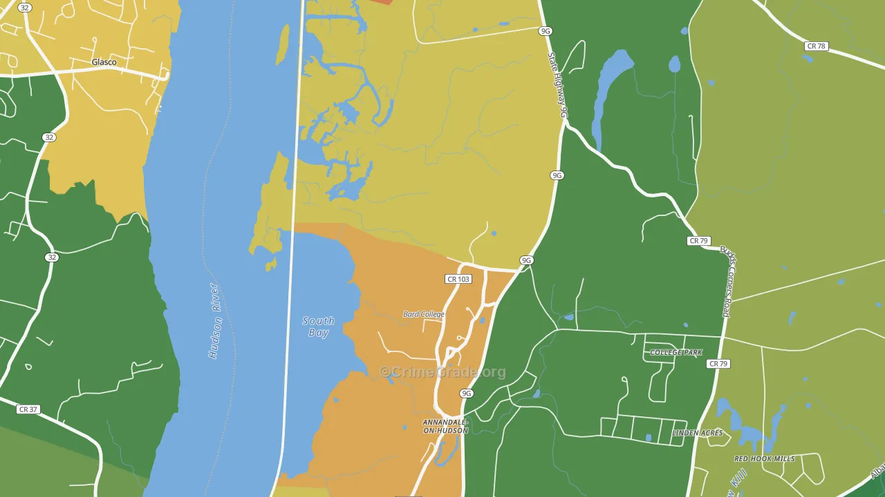 Annandale On Hudson, NY Map of Robbery Rates