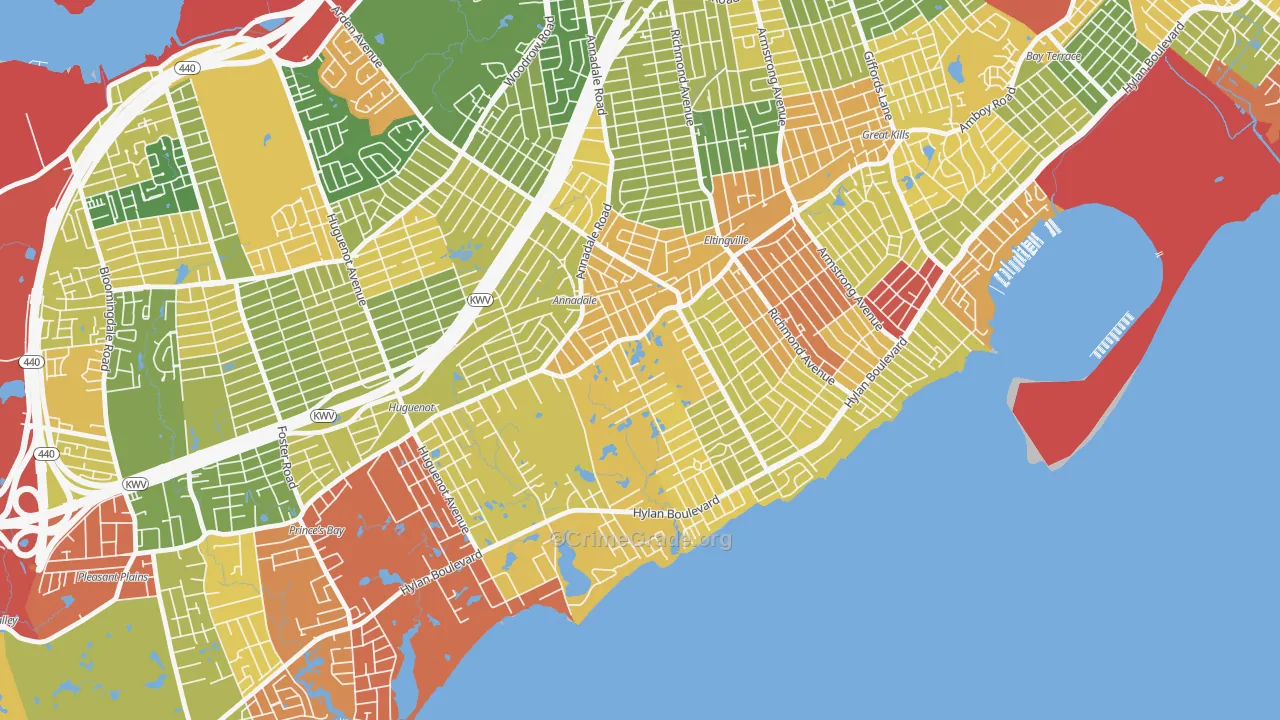 Annandale-on-Hudson, Staten Island, NY Map of Robbery Rates