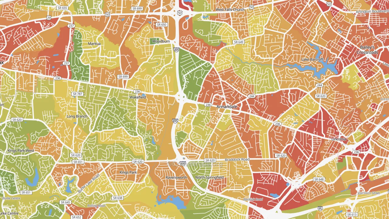 Annandale, VA Map of Robbery Rates