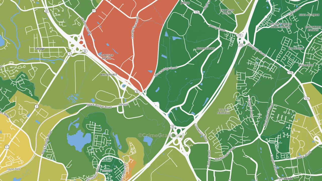 Annapolis Junction, MD Map of Robbery Rates