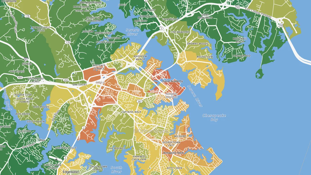 Annapolis, MD Map of Robbery Rates