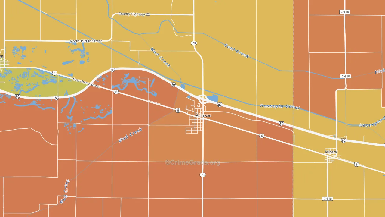 Annawan, IL Map of Robbery Rates
