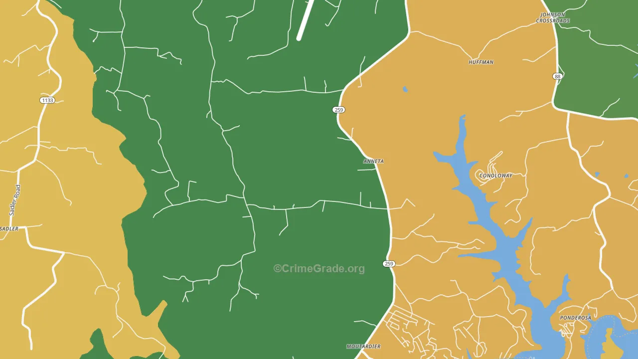 Anneta, KY Map of Robbery Rates