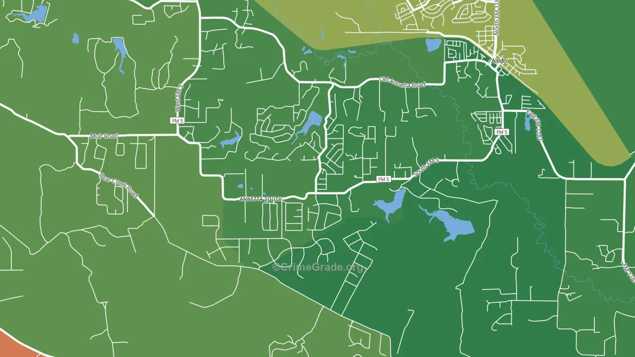 Annetta South, TX Map of Robbery Rates