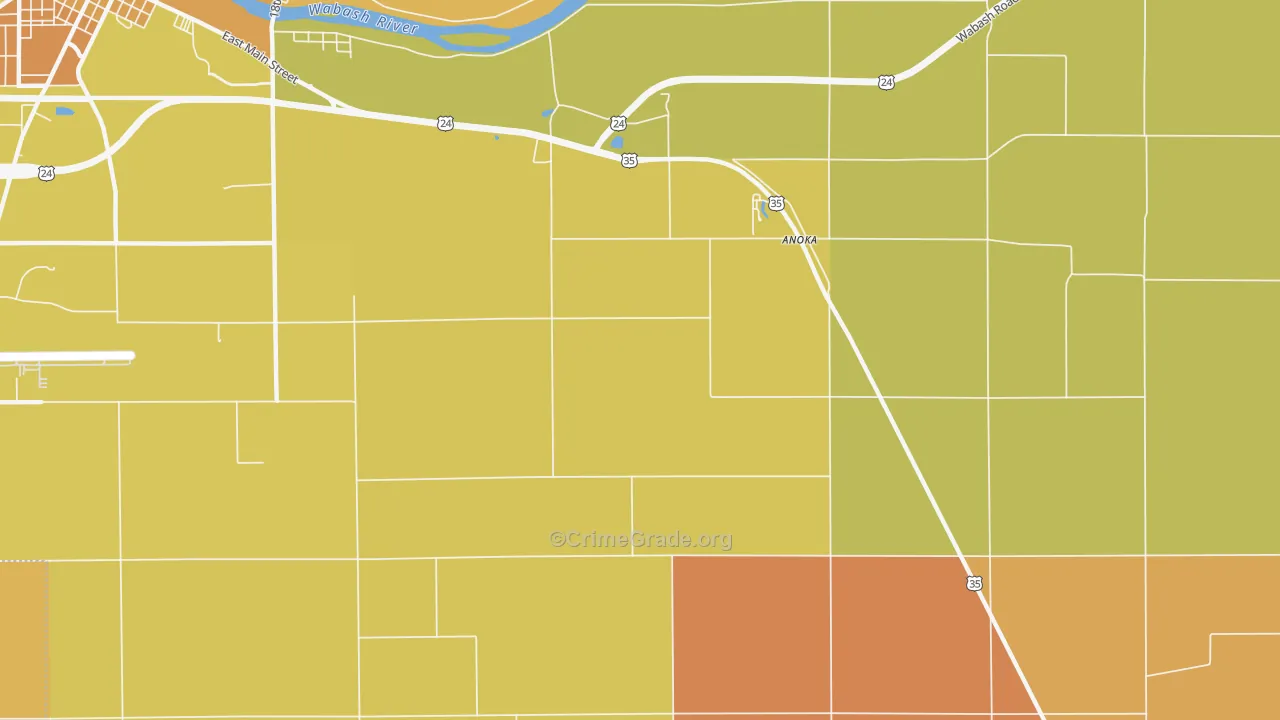 Anoka, IN Map of Robbery Rates