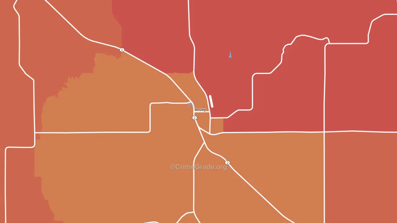 Ansley, NE Map of Robbery Rates