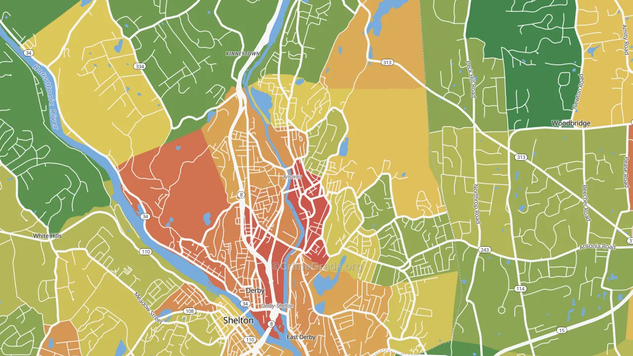 Ansonia, CT Map of Robbery Rates