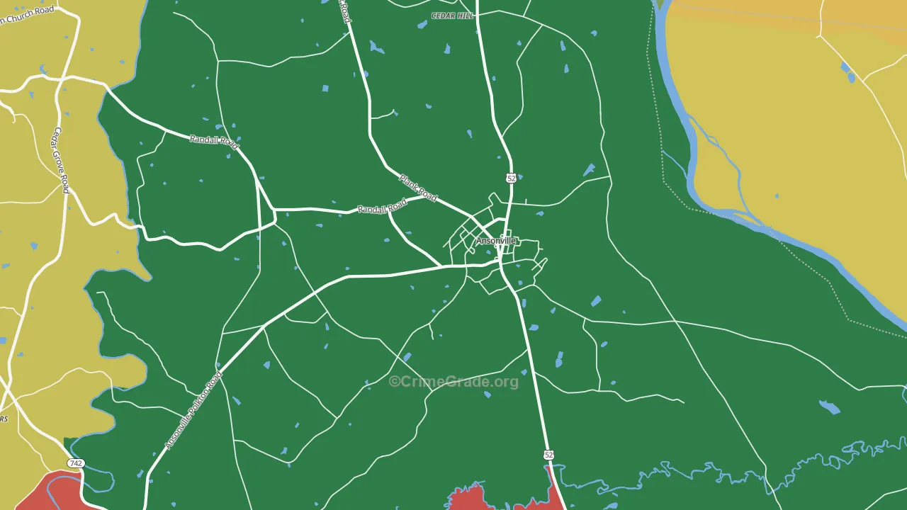 Ansonville, NC Map of Robbery Rates