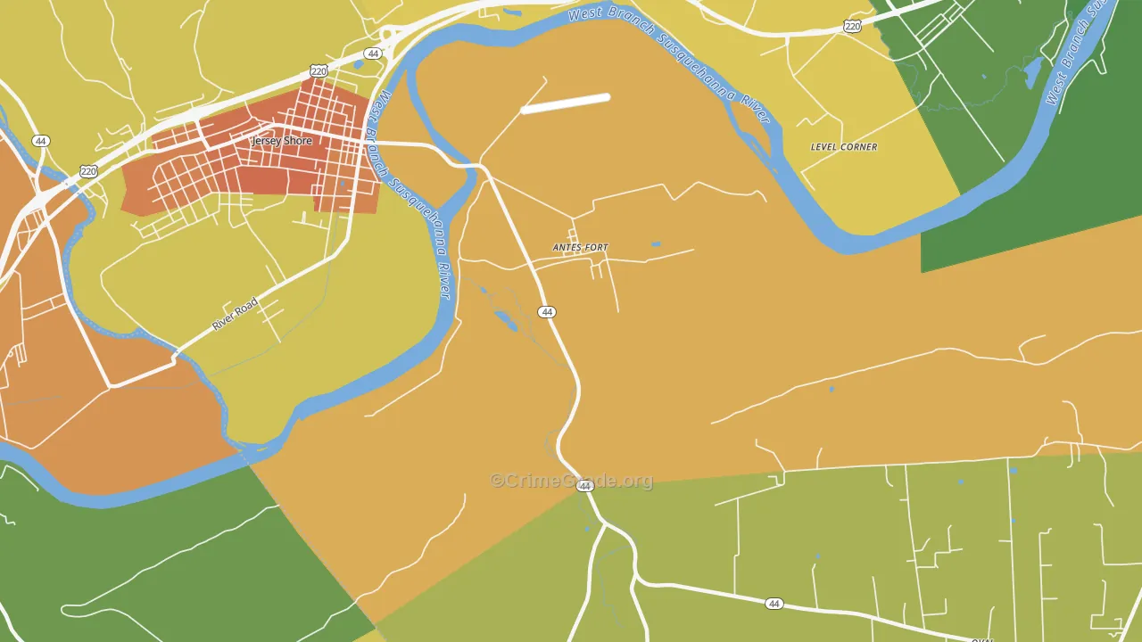 Antes Fort, PA Map of Robbery Rates