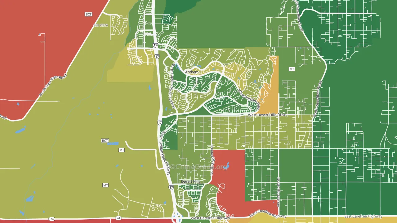 Anthem, AZ Map of Robbery Rates