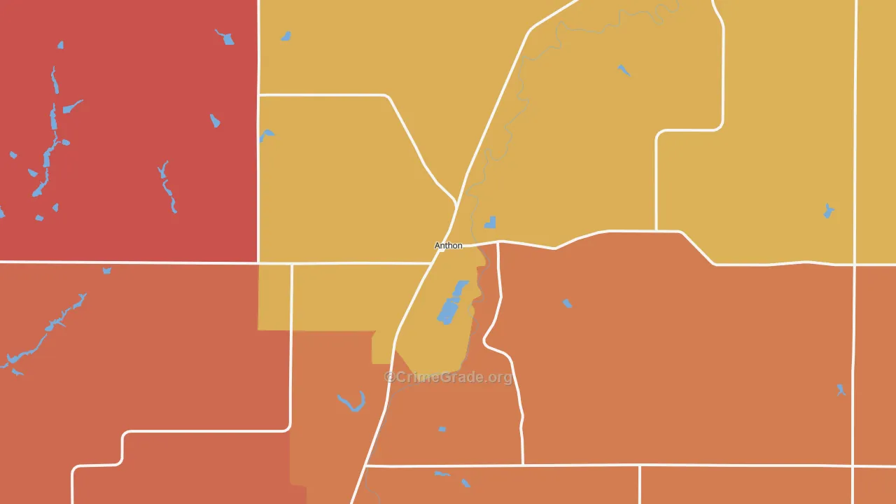 Anthon, IA Map of Robbery Rates