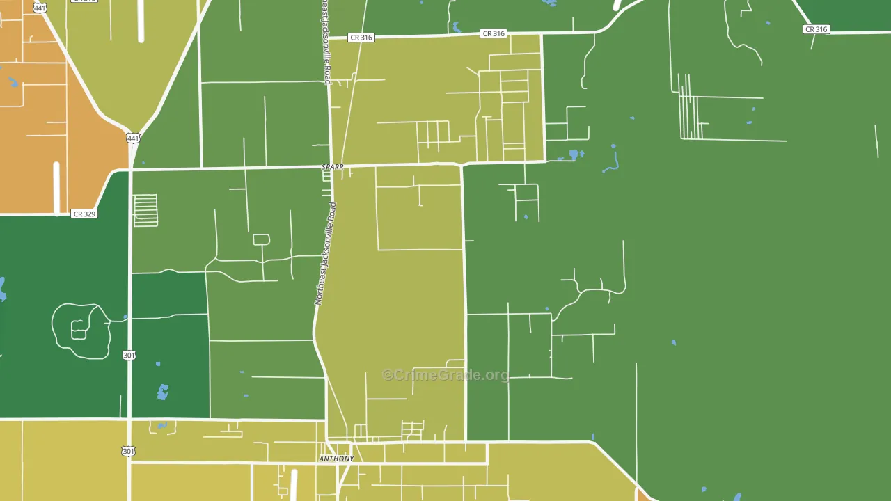 Anthony, FL Map of Robbery Rates