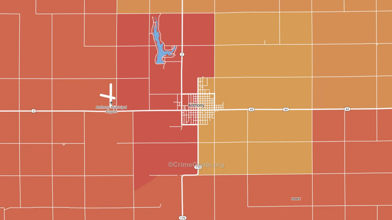 Anthony, KS Map of Robbery Rates