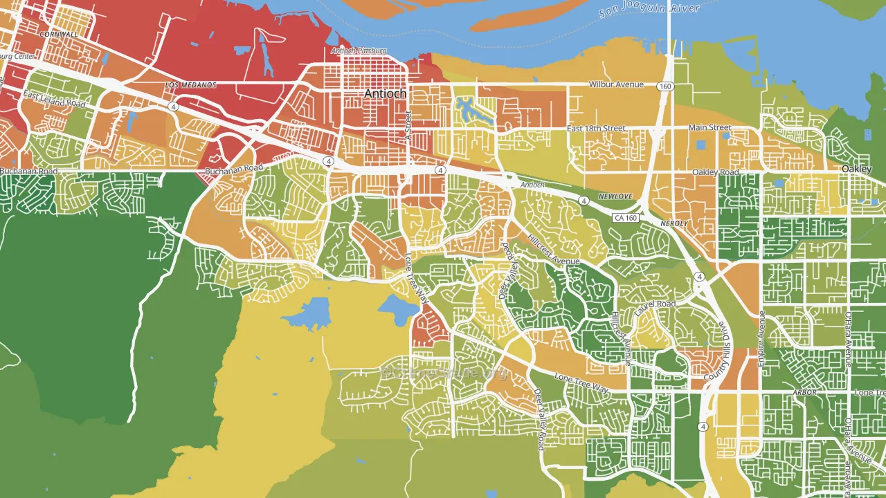 Antioch, CA Map of Robbery Rates