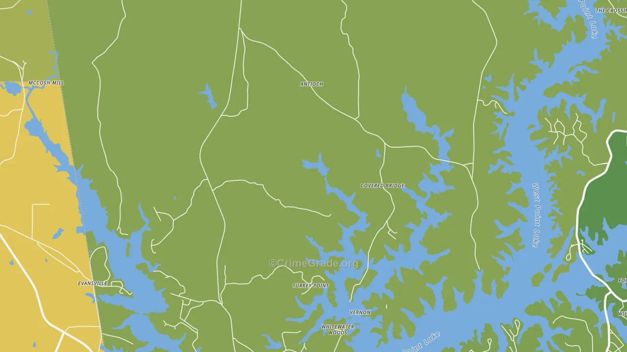 Antioch, GA Map of Robbery Rates