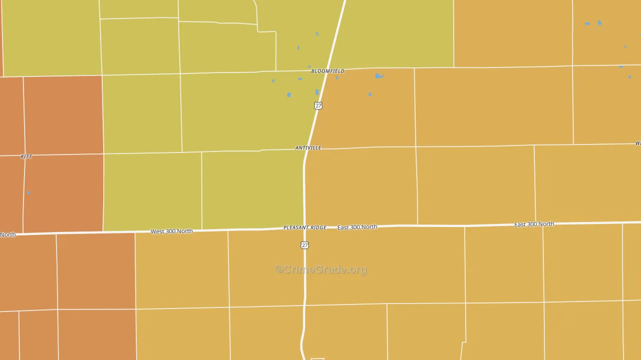 Antiville, IN Map of Robbery Rates