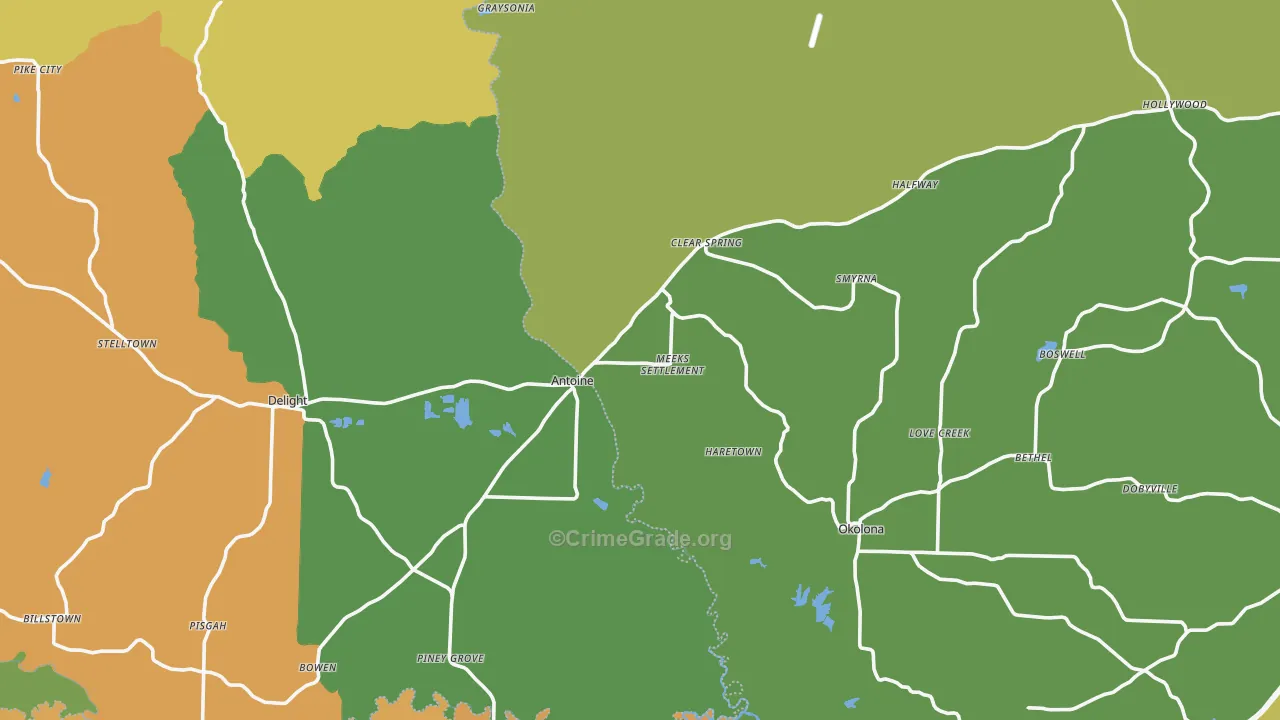 Antoine, AR Map of Robbery Rates