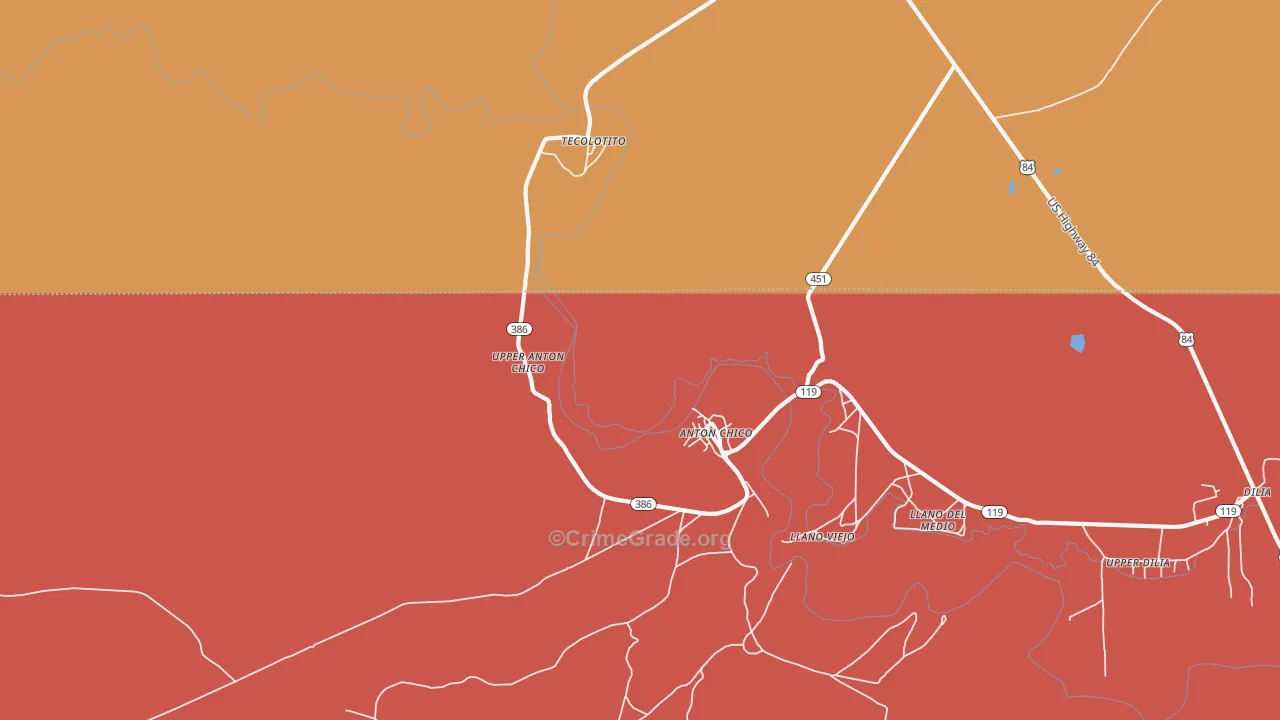 Anton Chico, NM Map of Robbery Rates