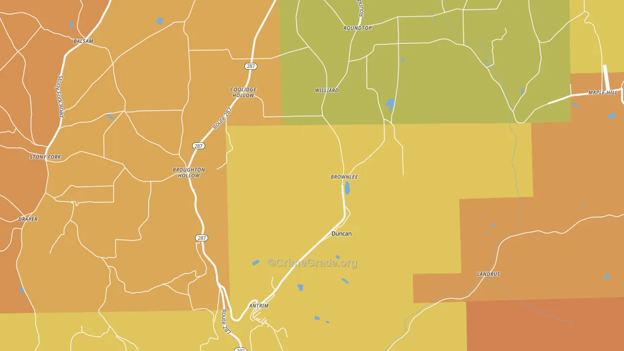 Antrim, PA Map of Robbery Rates