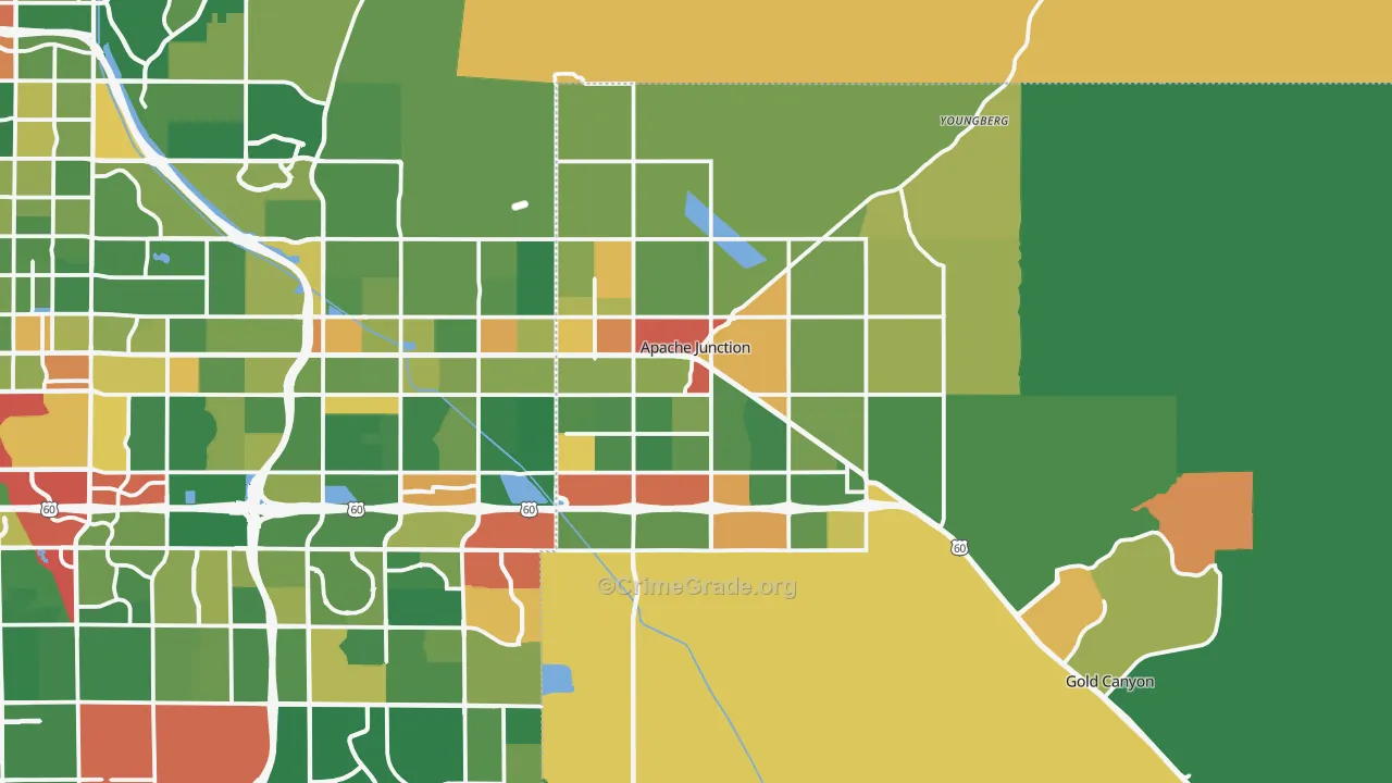 Apache Junction, AZ Map of Robbery Rates