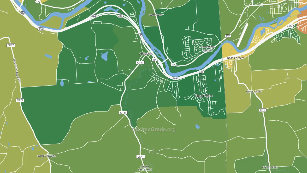 Apalachin, NY Map of Robbery Rates