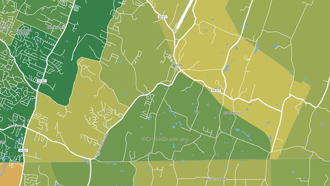 Apison, TN Map of Robbery Rates