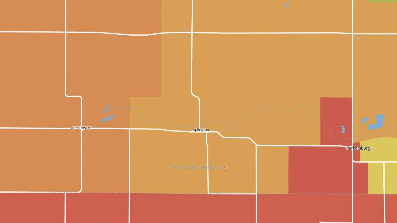 Aplington, IA Map of Robbery Rates